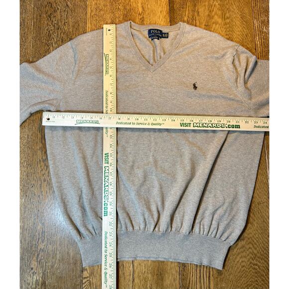 Polo by Ralph Lauren Pima Cotton Fine Gauge V-Neck Sweater Heather Brown Sz XL - Picture 6 of 11